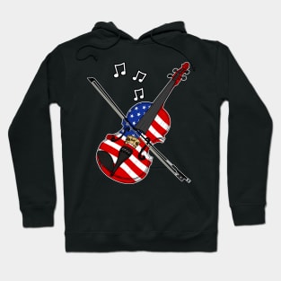 4th July Violin Violinist American Flag Hoodie